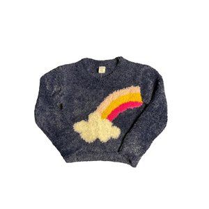 Harper Canyon Navy Peacoat Rainbow Cloud Fuzzy sweater size 3 toddlers